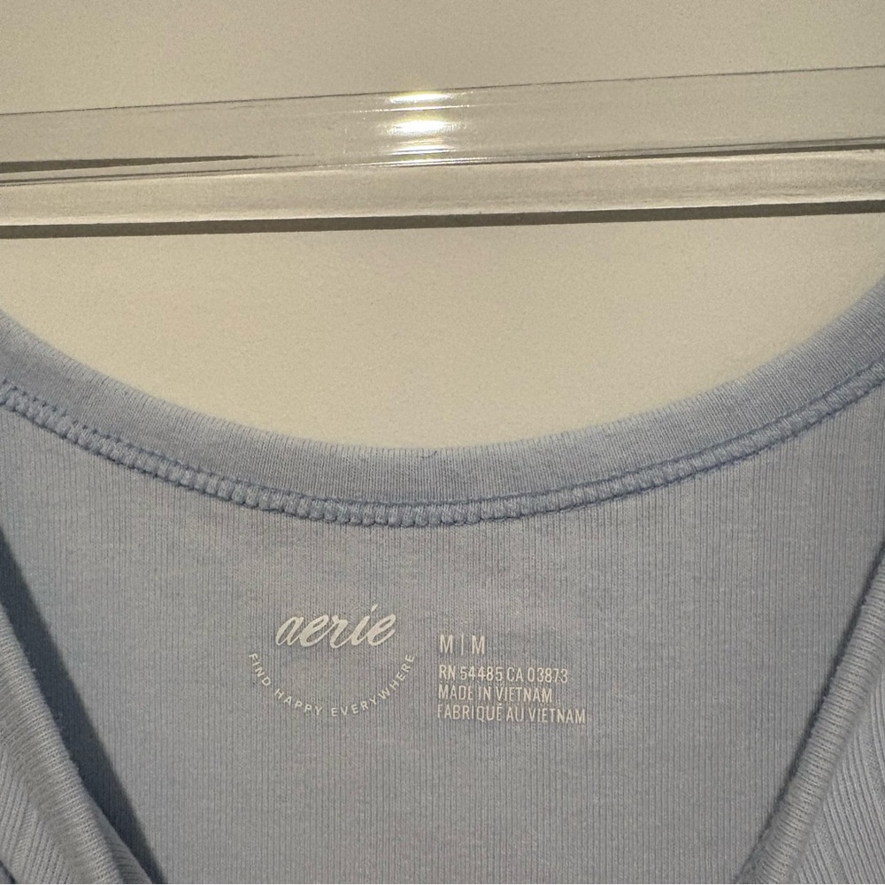 Aerie ribbed tank top pastel light blue size medium - Picture 3 of 5